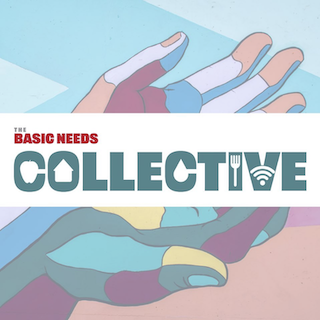 Graphic contains two colorful hands in the background, says 